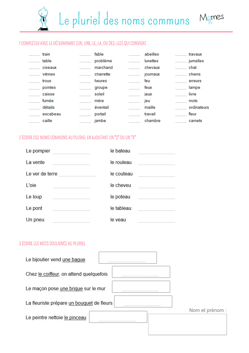 Imprimez ces exercices afin de vous entraîner à bien orthographier le