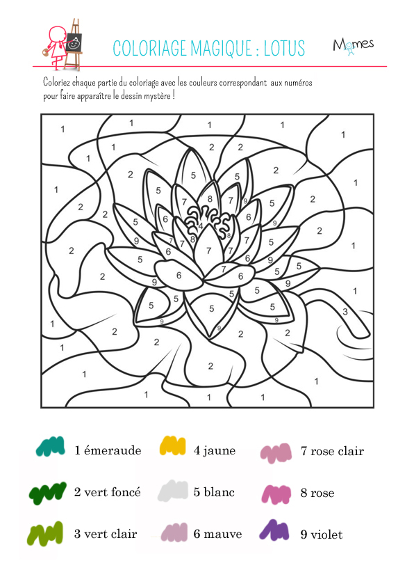 Coloriage magique : le lotus