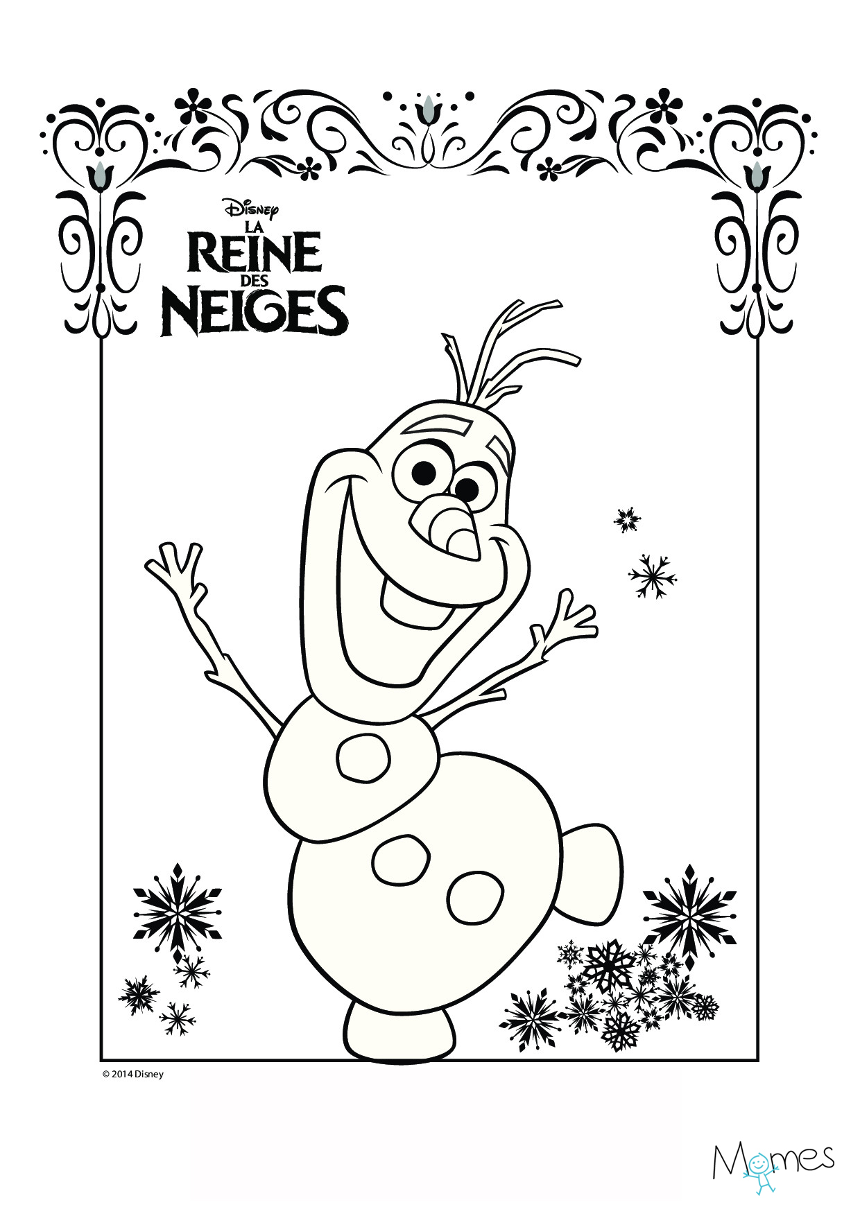 Coloriage Reine Des Neiges Olaf MOMES