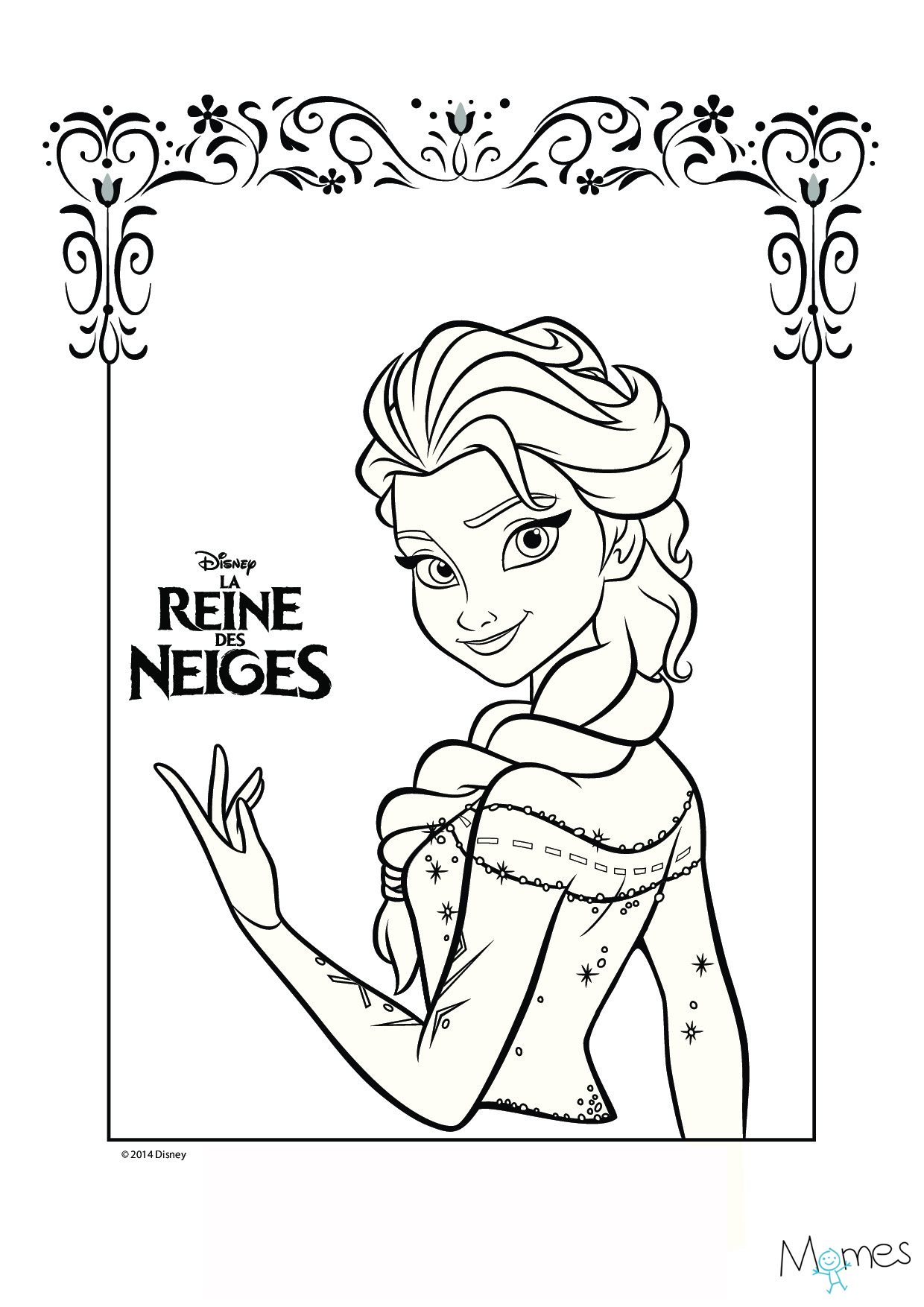 Coloriage Reine Des Neiges Portrait D Elsa MOMES