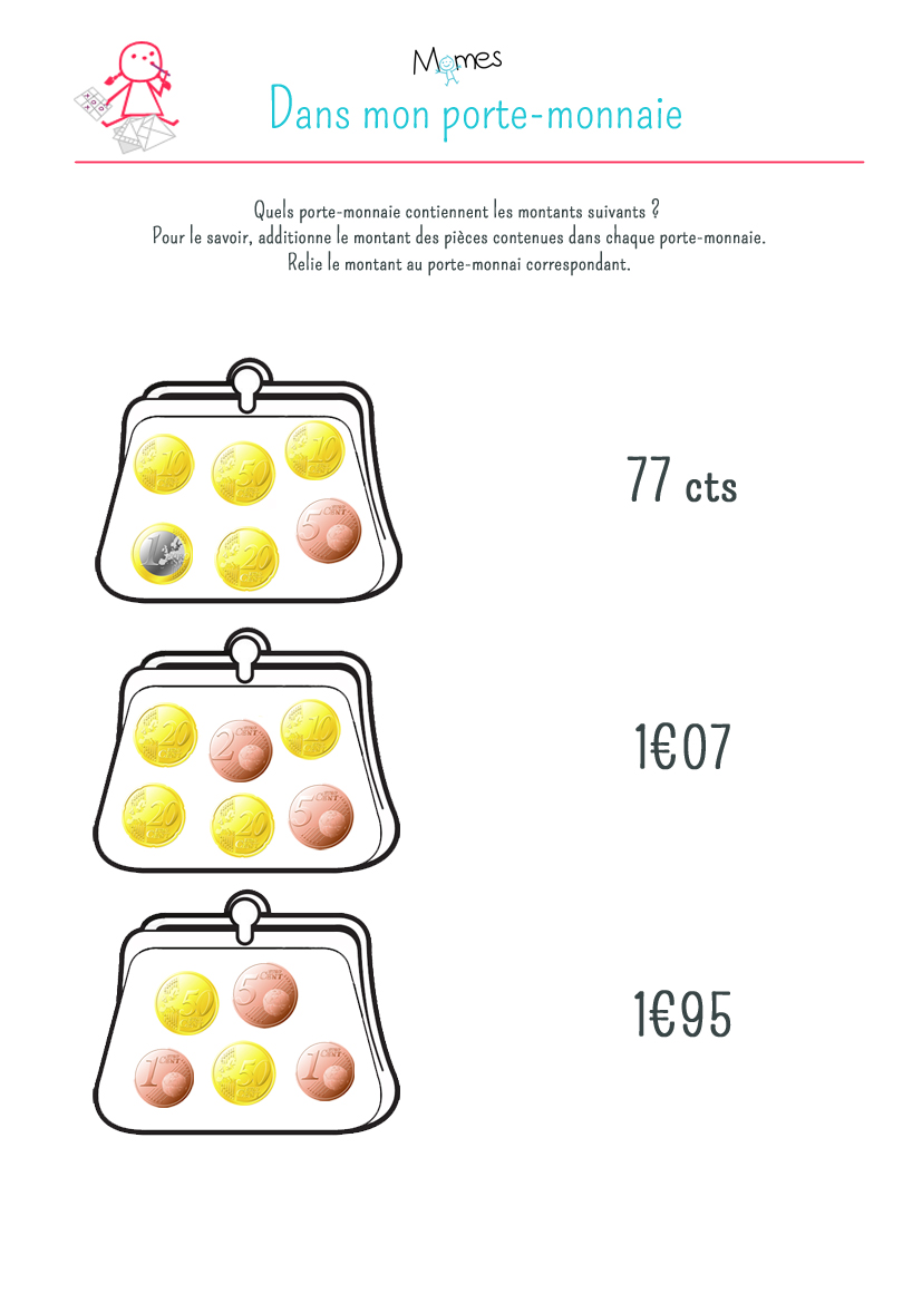 Exercice Imprimer Pour Apprendre Compter Une Somme De Monnaie MOMES