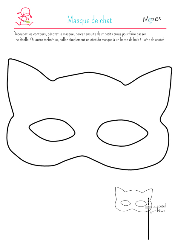 Masque de Chat à imprimer avec Tête à modeler