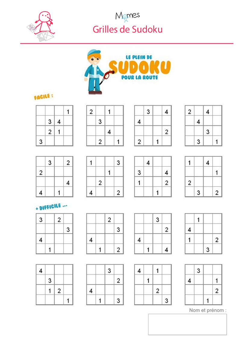 Sudoku pour enfants  Grilles à imprimer & télécharger gratuitement